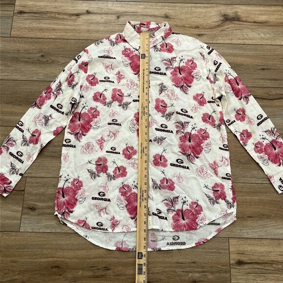 Women's Wes and Willy Button Up Shirt SZ Large Georgia Sports Floral Blouse - Picture 4 of 12